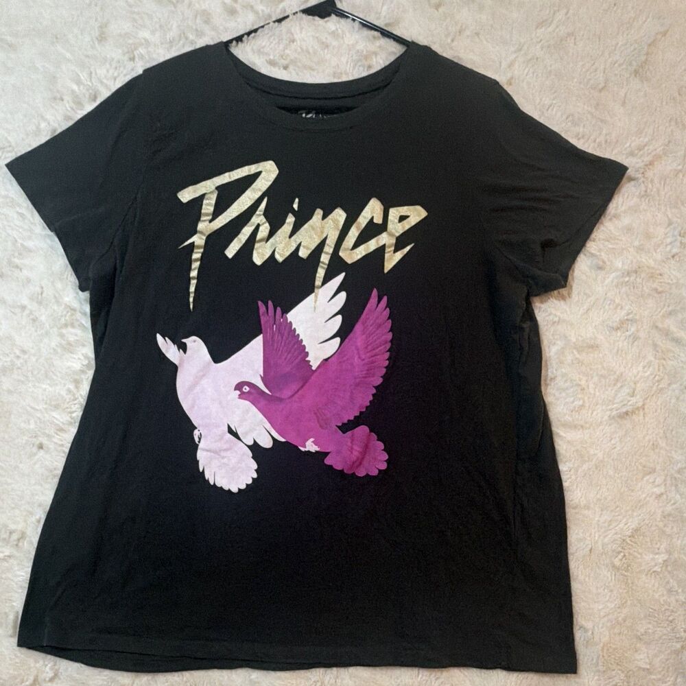 Women’s Prince Black Short Sleeve T-Shirt Dove Graphic Print (18/20)